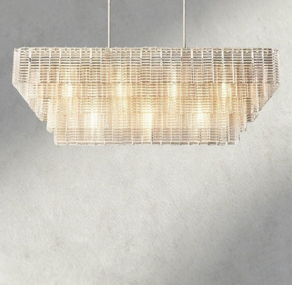 Siraue Clear Glass Rectangular Chandelier 59" - GILDLAMPS