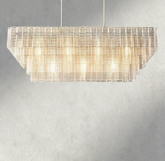 Siraue Clear Glass Rectangular Chandelier 59" - GILDLAMPS