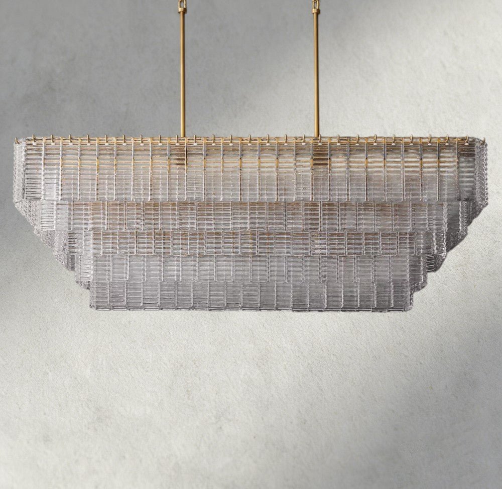 Siraue Clear Glass Rectangular Chandelier 59" - GILDLAMPS