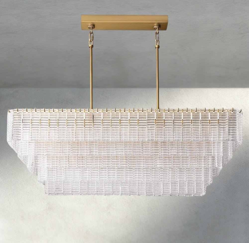 Siraue Clear Glass Rectangular Chandelier 59" - GILDLAMPS