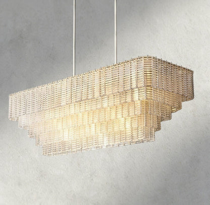 Siraue Clear Glass Rectangular Chandelier 59" - GILDLAMPS