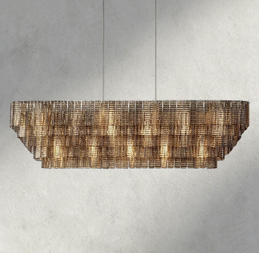 Siraue Smoke Glass Rectangular Chandelier 59", 77" - GILDLAMPS