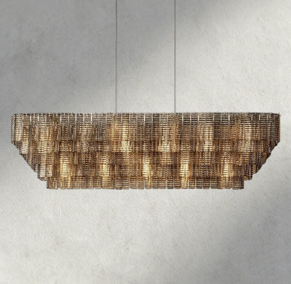 Siraue Smoke Glass Rectangular Chandelier 59", 77" - GILDLAMPS