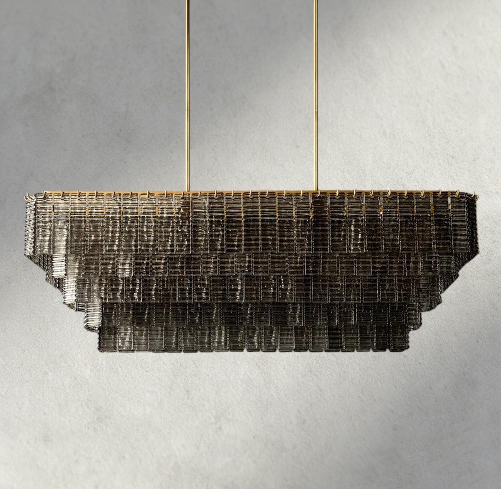Siraue Smoke Glass Rectangular Chandelier 59", 77" - GILDLAMPS