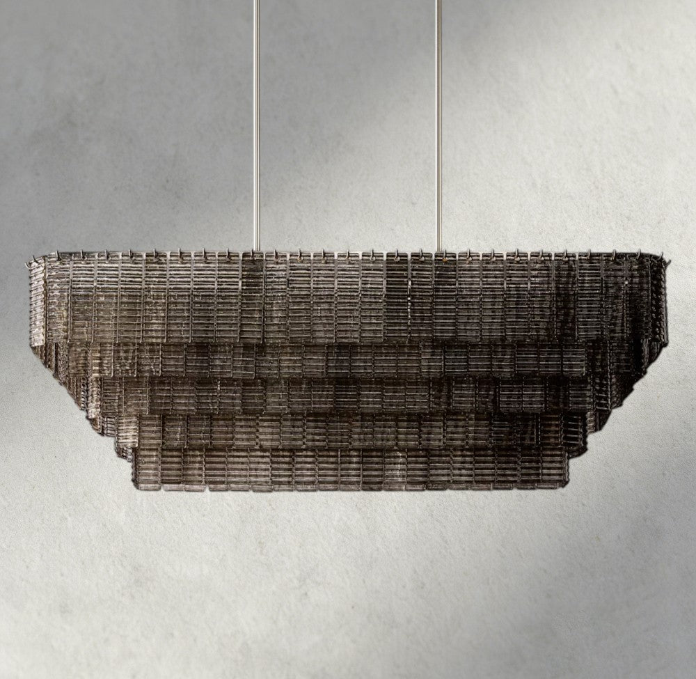 Siraue Smoke Glass Rectangular Chandelier 59", 77" - GILDLAMPS