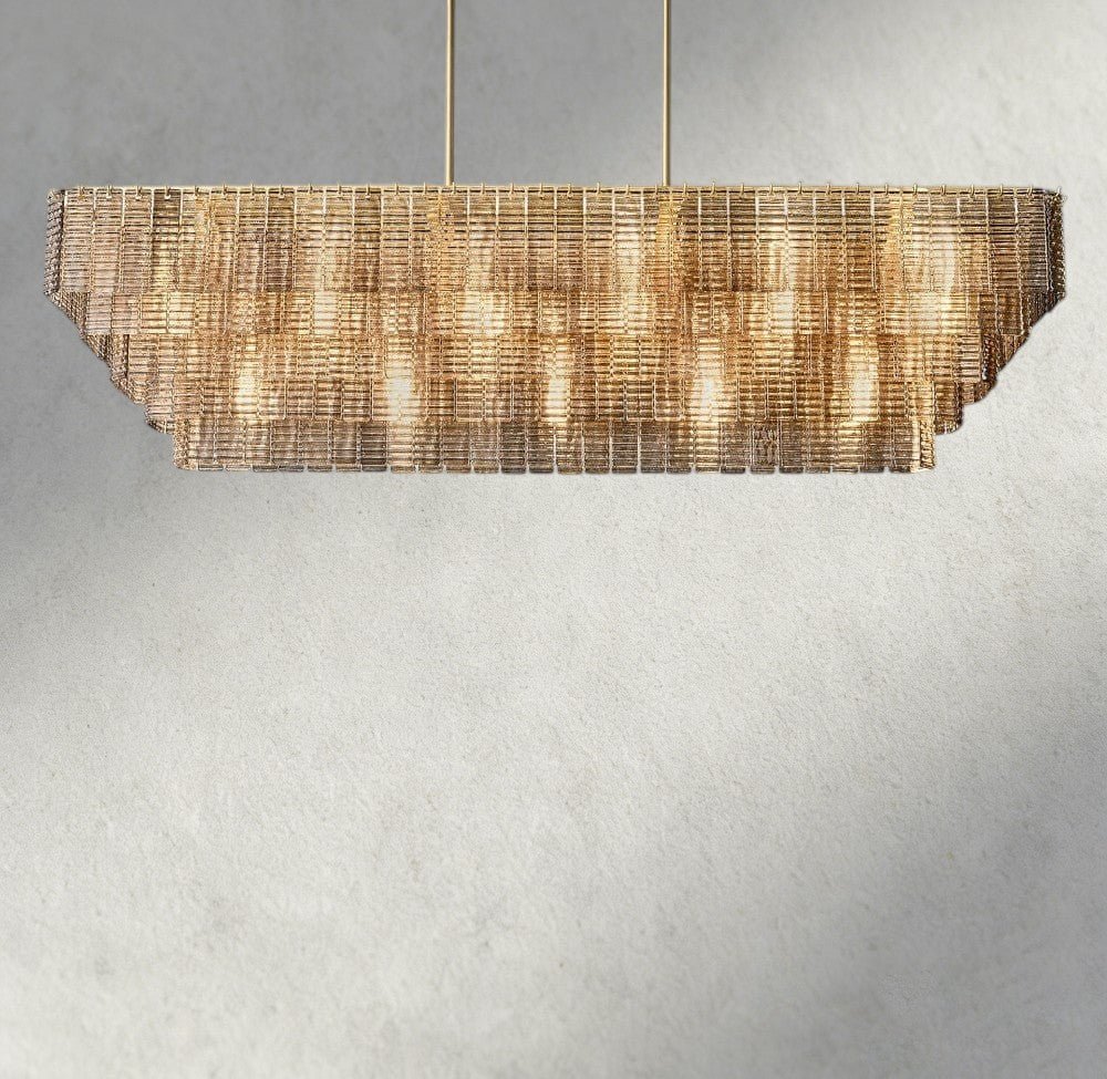 Siraue Smoke Glass Rectangular Chandelier 59", 77" - GILDLAMPS