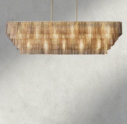 Siraue Smoke Glass Rectangular Chandelier 59", 77" - GILDLAMPS