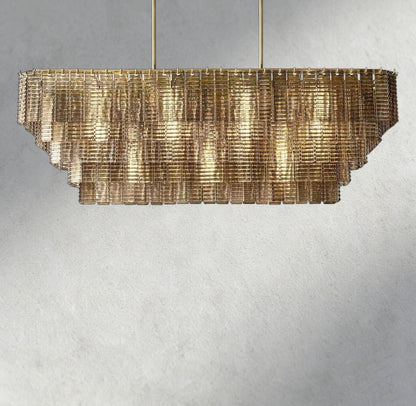 Siraue Smoke Glass Rectangular Chandelier 59", 77" - GILDLAMPS