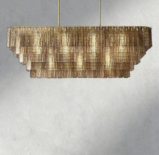 Siraue Smoke Glass Rectangular Chandelier 59", 77" - GILDLAMPS