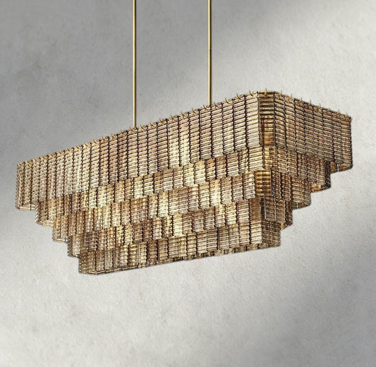 Siraue Smoke Glass Rectangular Chandelier 59", 77" - GILDLAMPS