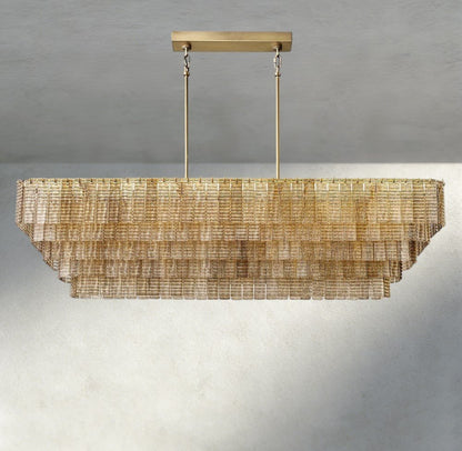 Siraue Smoke Glass Rectangular Chandelier 59", 77" - GILDLAMPS