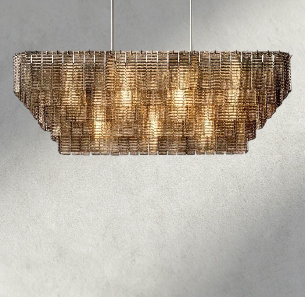 Siraue Smoke Glass Rectangular Chandelier 59", 77" - GILDLAMPS