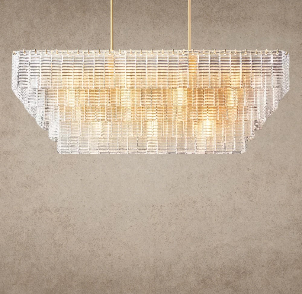 Sirene Clear Glass Rectangular Chandelier 59 inch