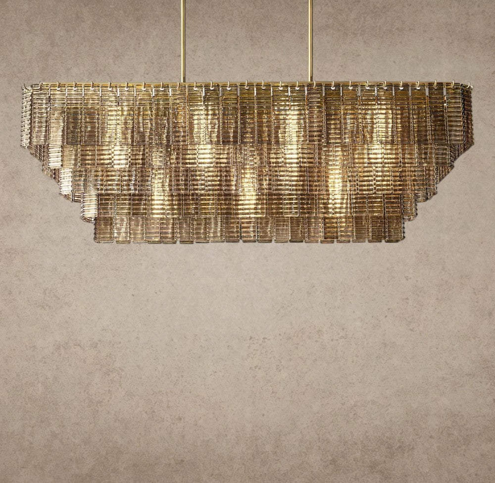 Sirene Smoke Glass Rectangular Chandelier 59 inch, 77 inch