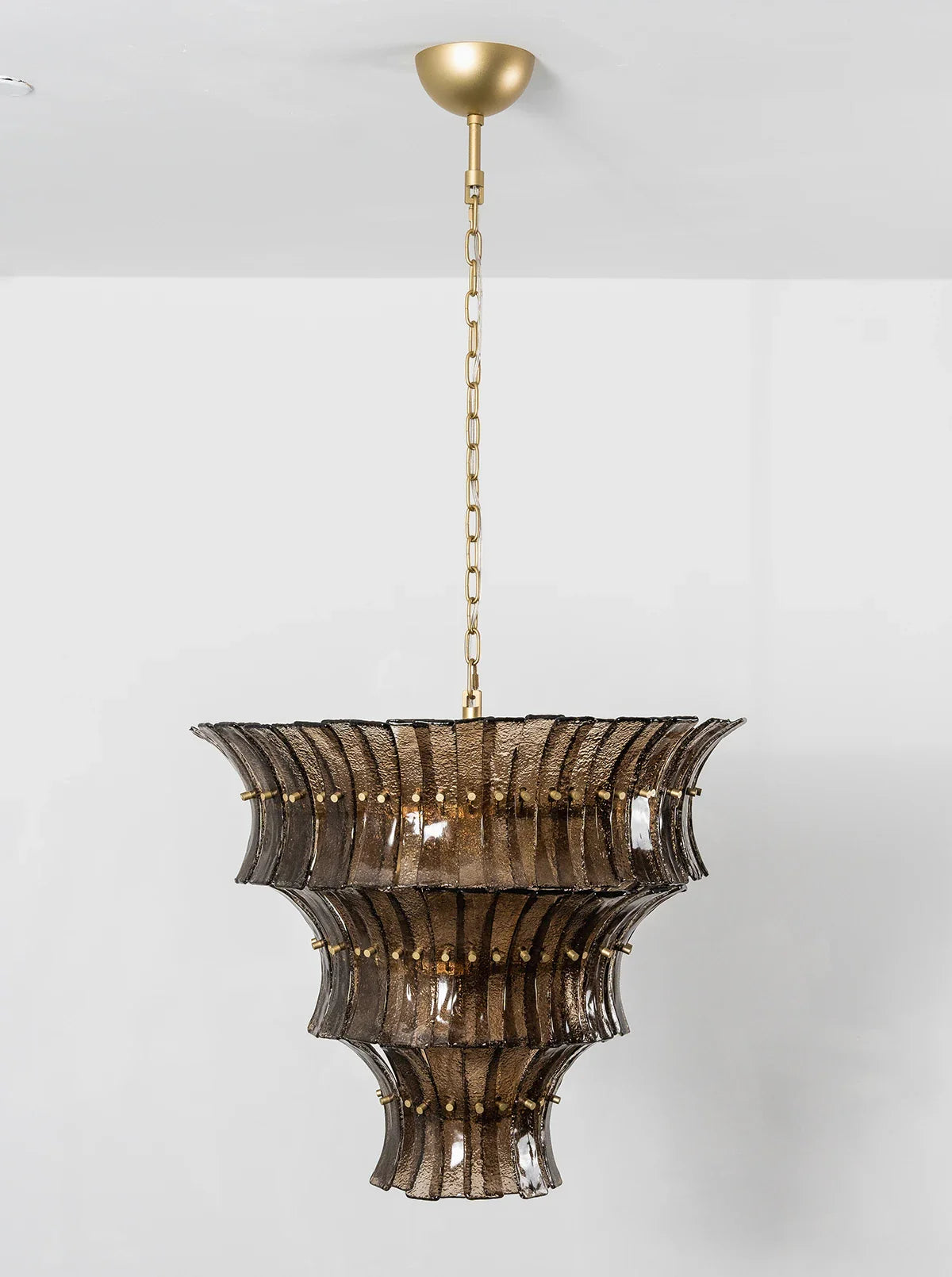 Smoke Gray Calyra Tiered Glass Chandelier