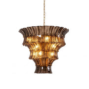 Smoke Gray Calyra Tiered Glass Chandelier