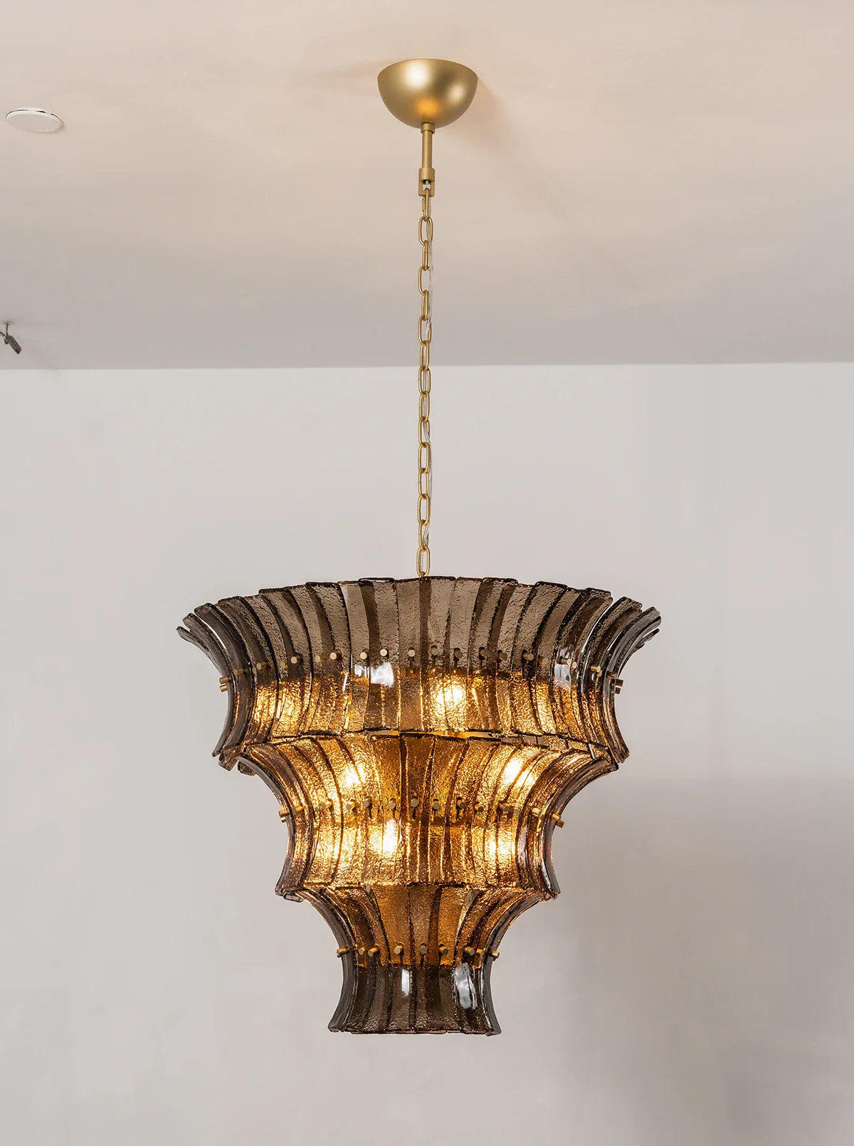 Smoke Gray Calyra Tiered Glass Chandelier