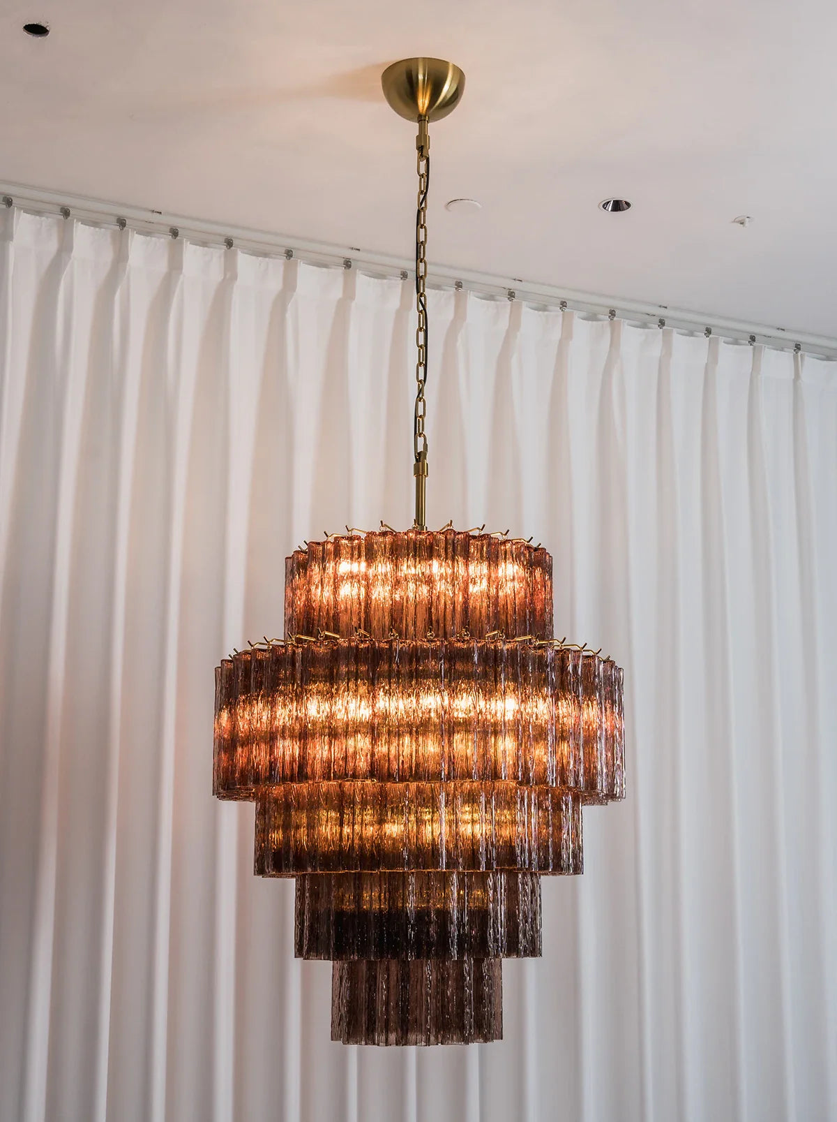 Smoked Striped Glass Tube Waterfall Chandelier