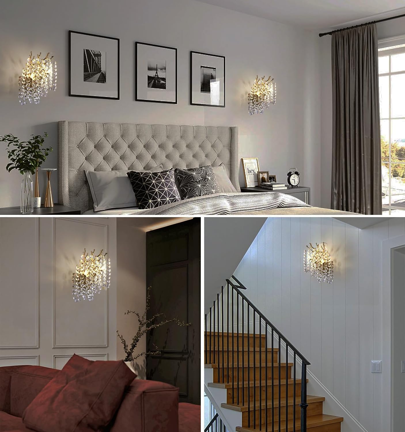 Snow Tree Branch Crystal Gold/Silver Wall Sconce - GILDLAMPS