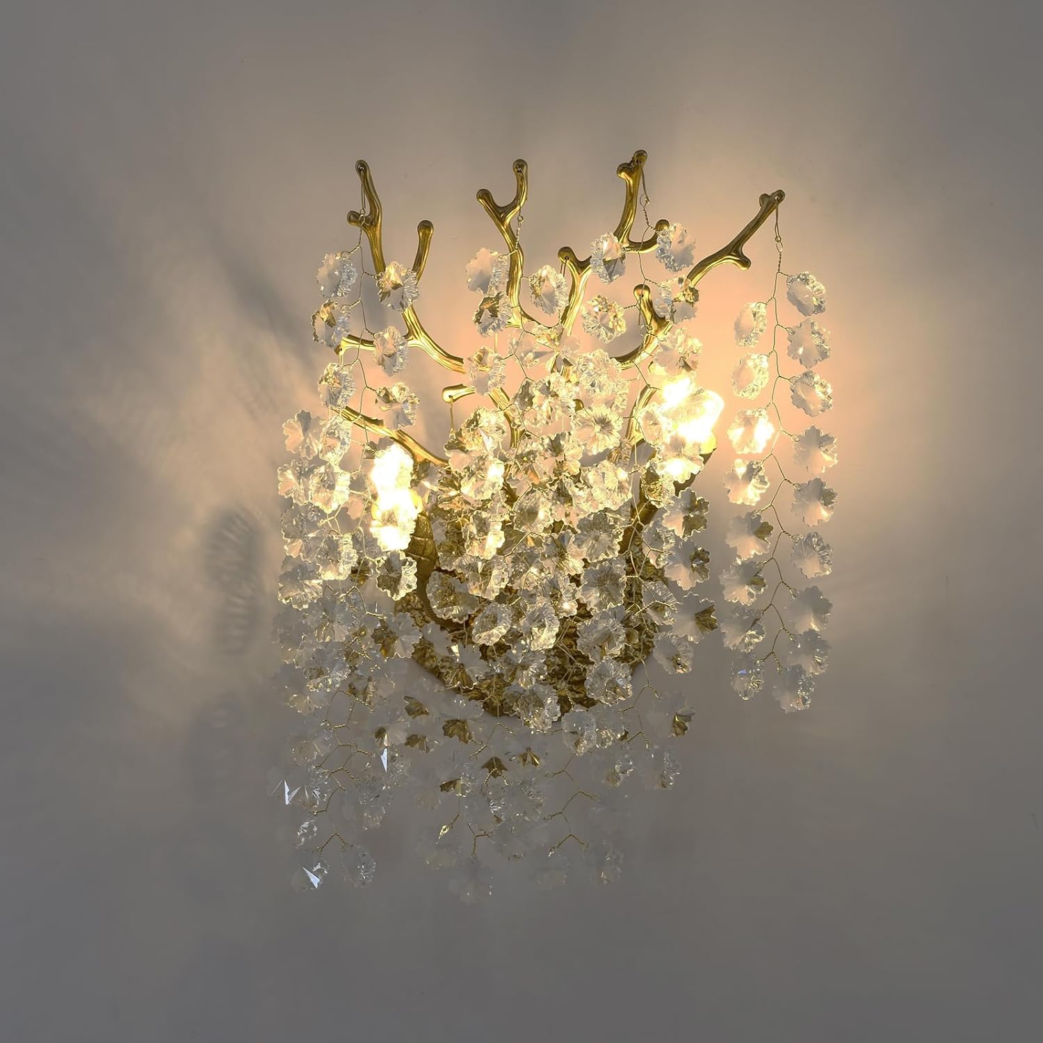 Snow Tree Branch Crystal Gold/Silver Wall Sconce - GILDLAMPS