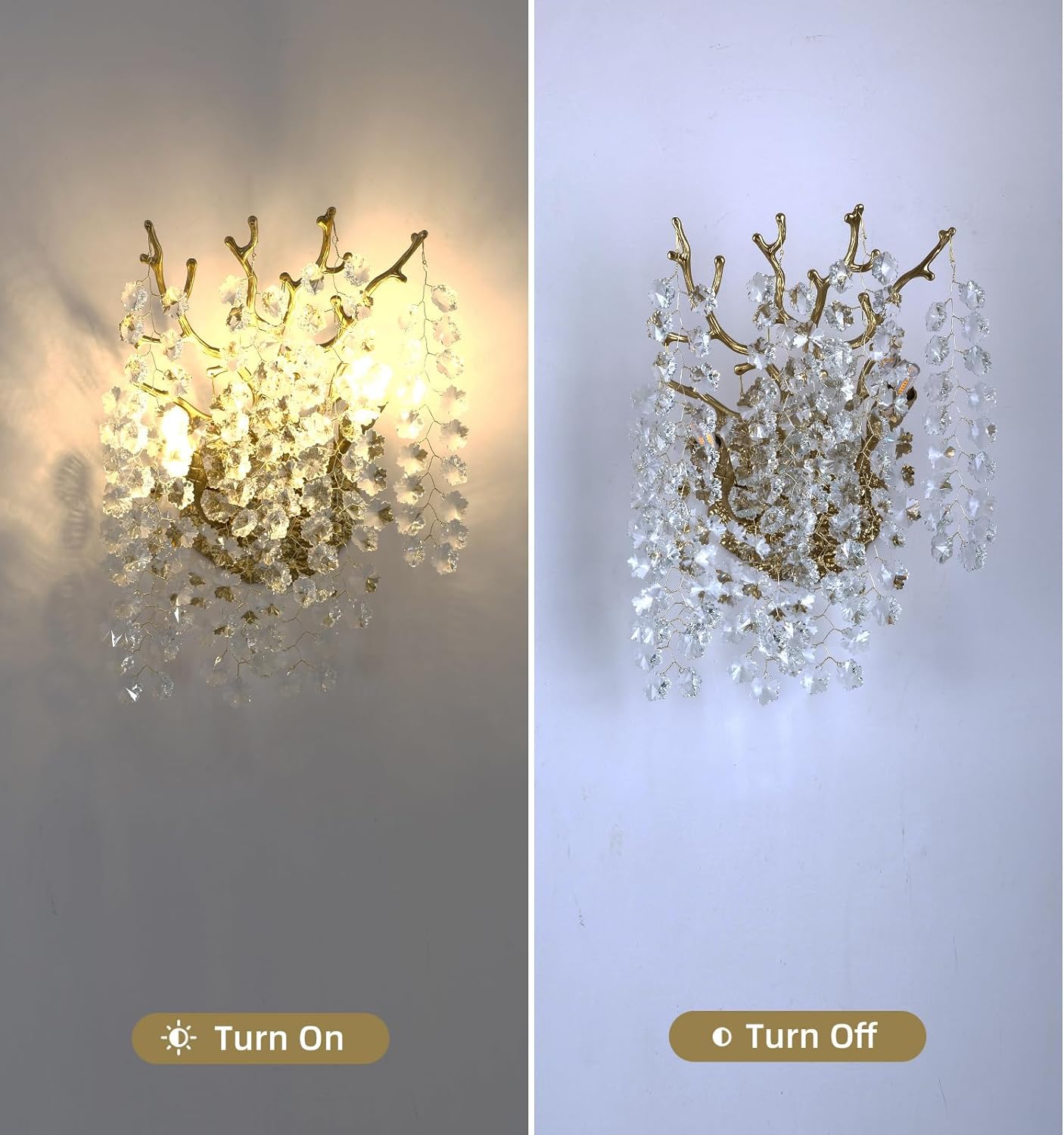 Snow Tree Branch Crystal Gold/Silver Wall Sconce - GILDLAMPS