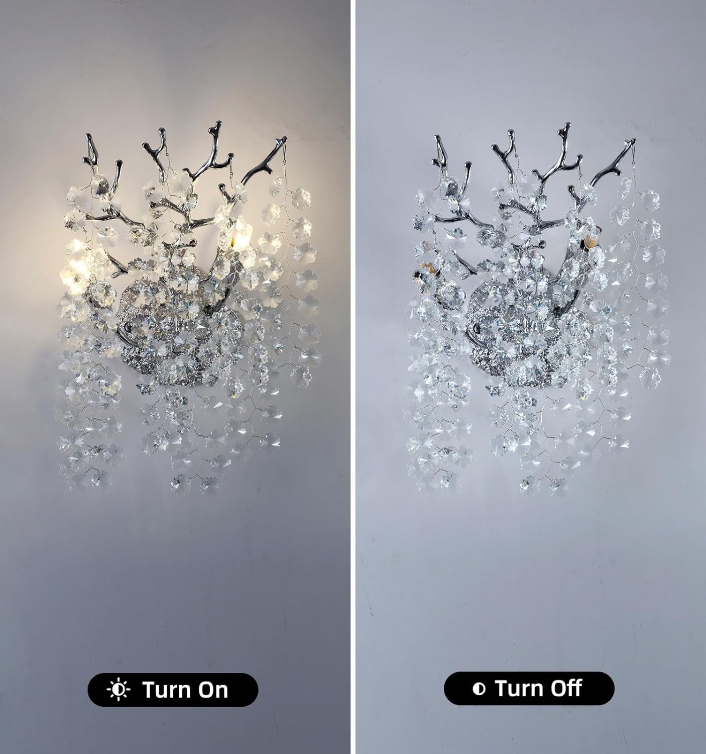 Snow Tree Branch Crystal Gold/Silver Wall Sconce - GILDLAMPS