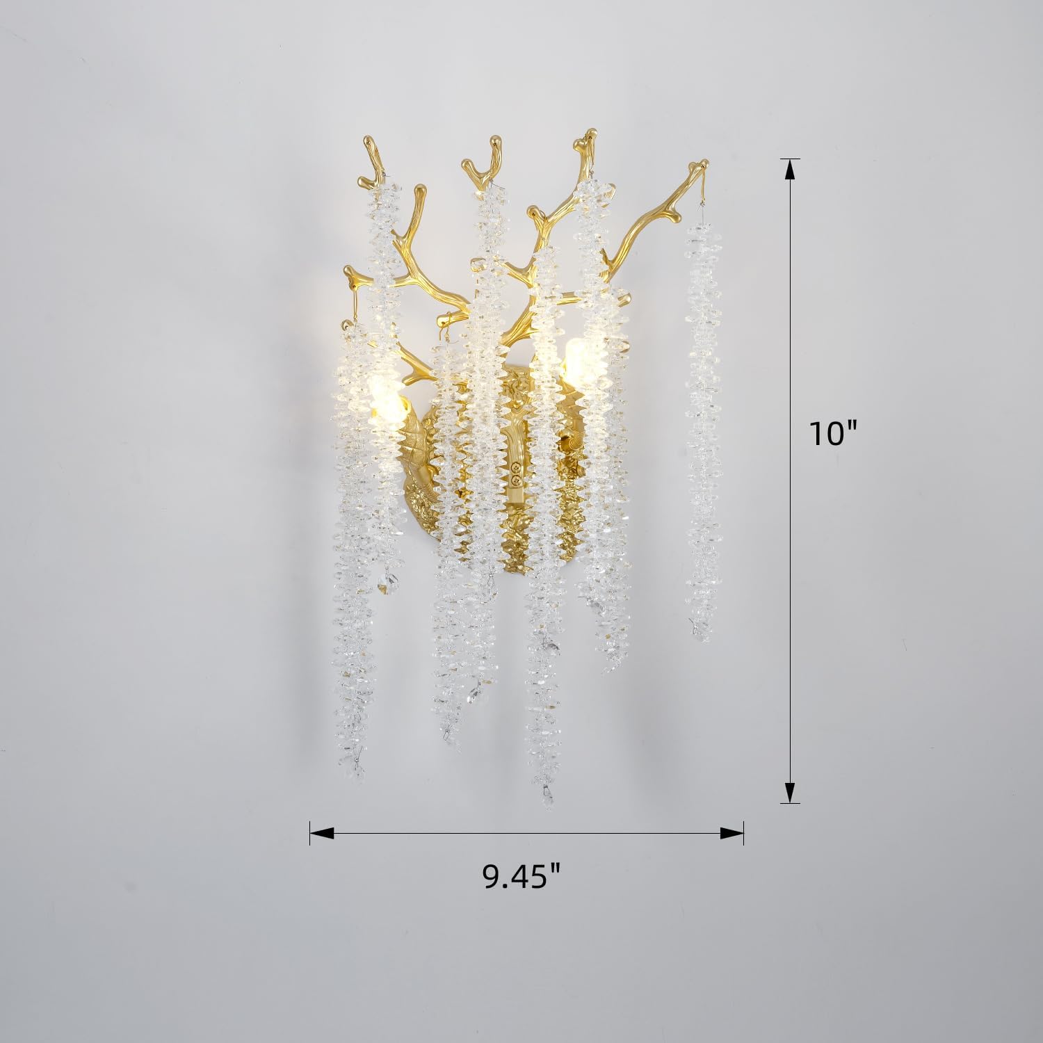 Snow Tree Crystal Gold Wall Sconce for All Rooms 10"H - GILDLAMPS