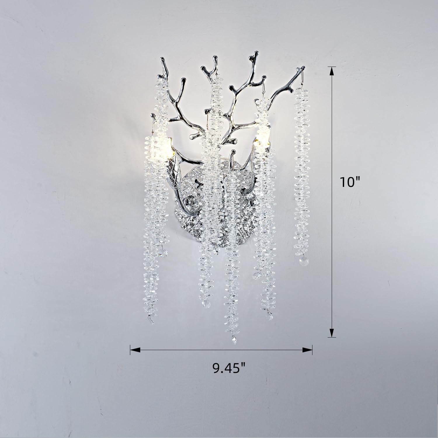 Snow Tree Crystal Silver Wall Sconce 10"H - GILDLAMPS