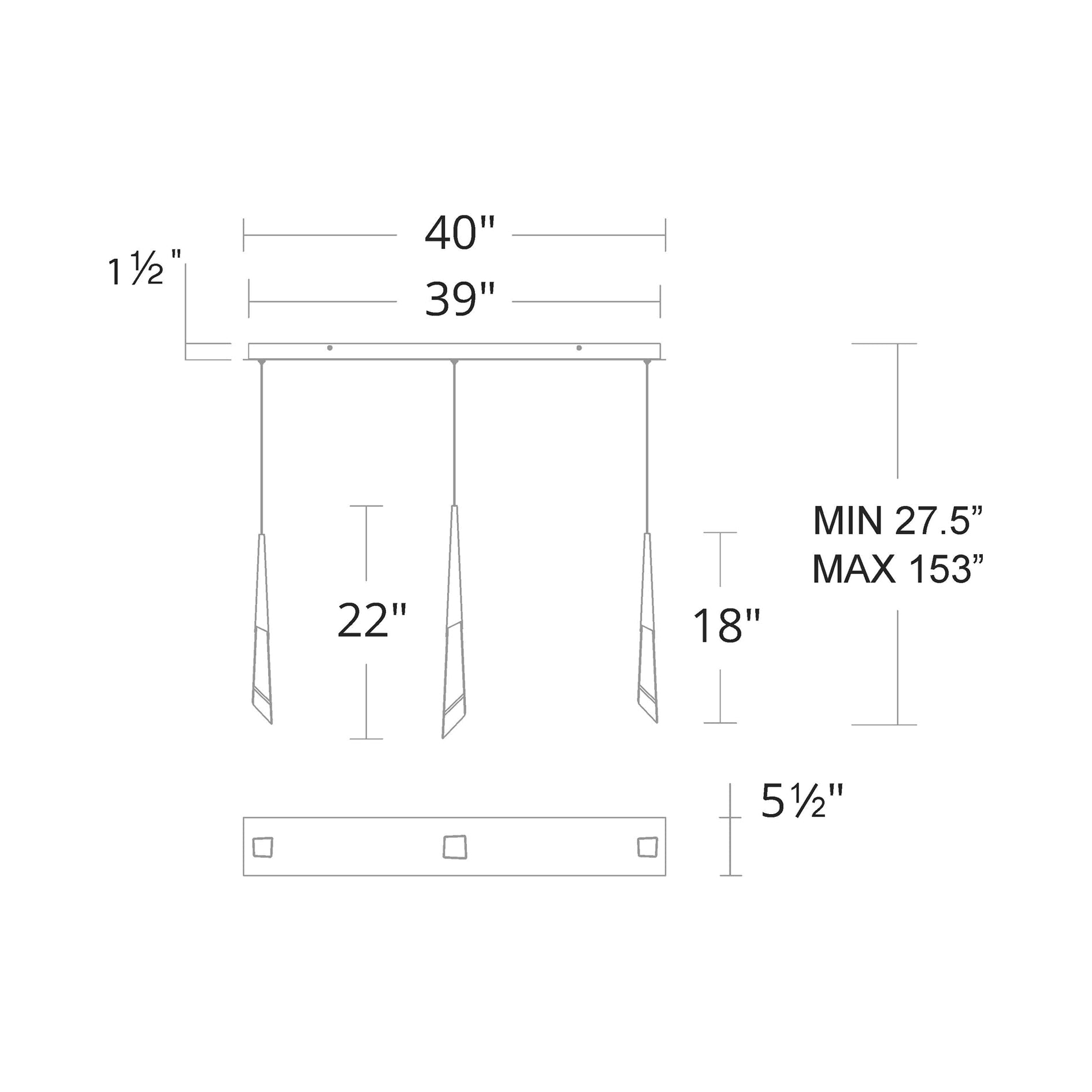 Solitude Linear LED Multi Pendant Light - GILDLAMPS