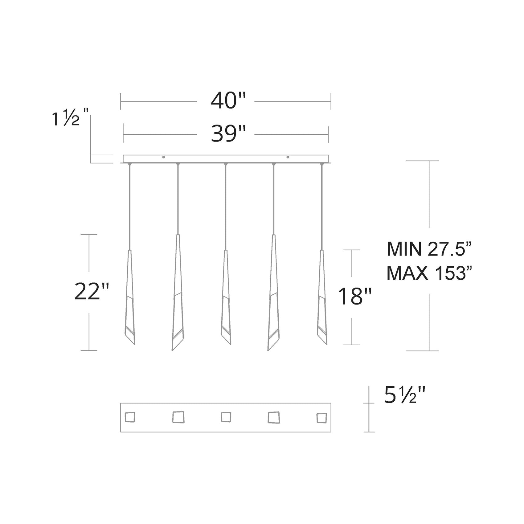 Solitude Linear LED Multi Pendant Light - GILDLAMPS