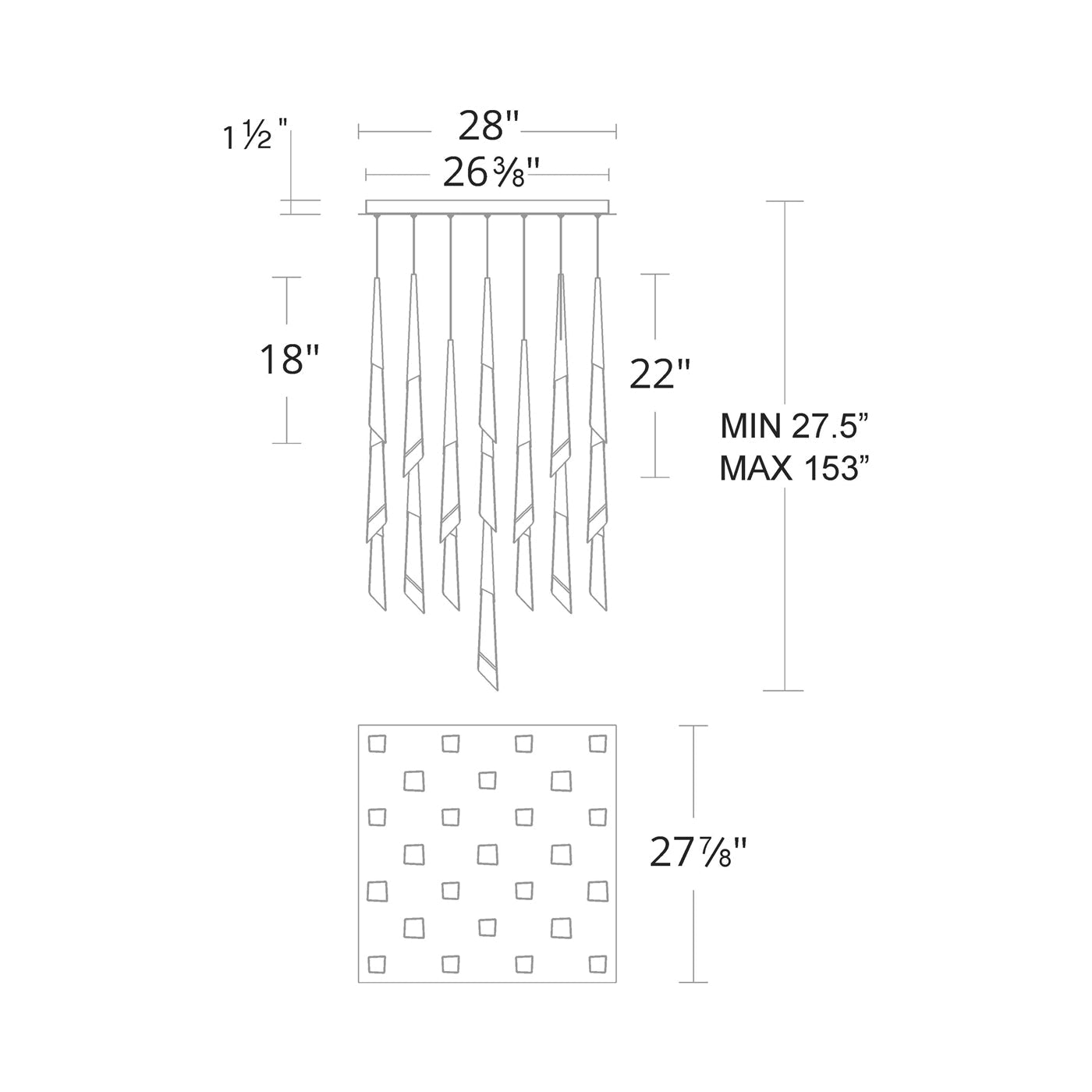 Solitude Square LED Multi Pendant Light - GILDLAMPS