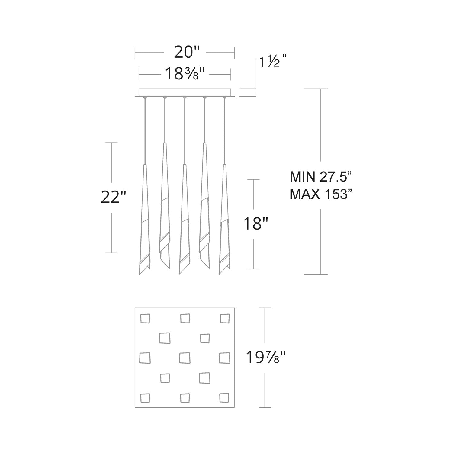 Solitude Square LED Multi Pendant Light - GILDLAMPS