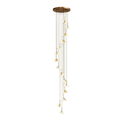 Staircase Chandelier Ideas Art Ceramic Flower Ceiling Light - GILDLAMPS