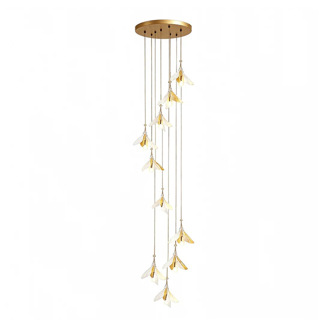 Staircase Chandelier Ideas Art Ceramic Flower Ceiling Light - GILDLAMPS
