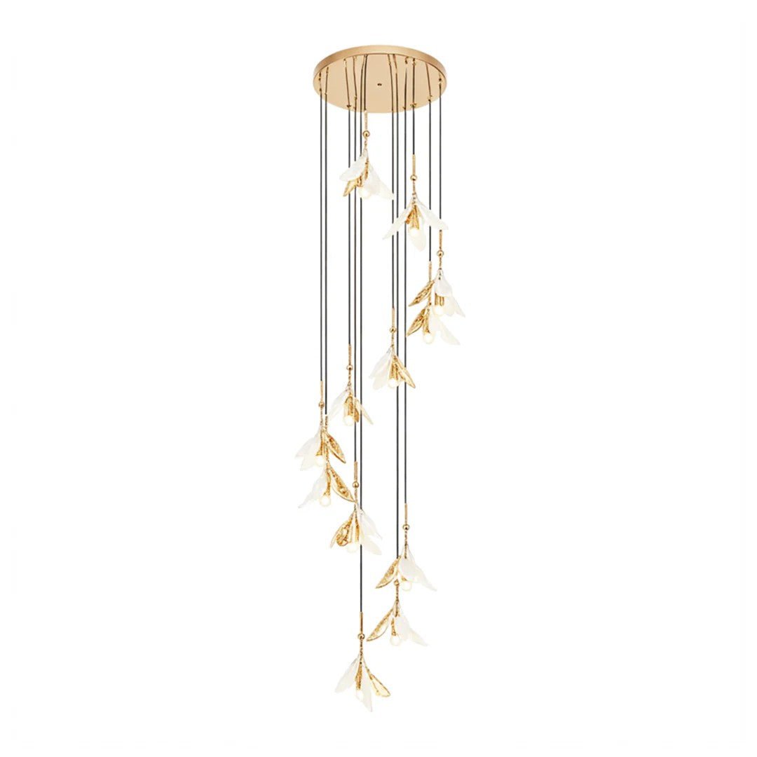 Staircase Chandelier Ideas Art Ceramic Flower Ceiling Light - GILDLAMPS