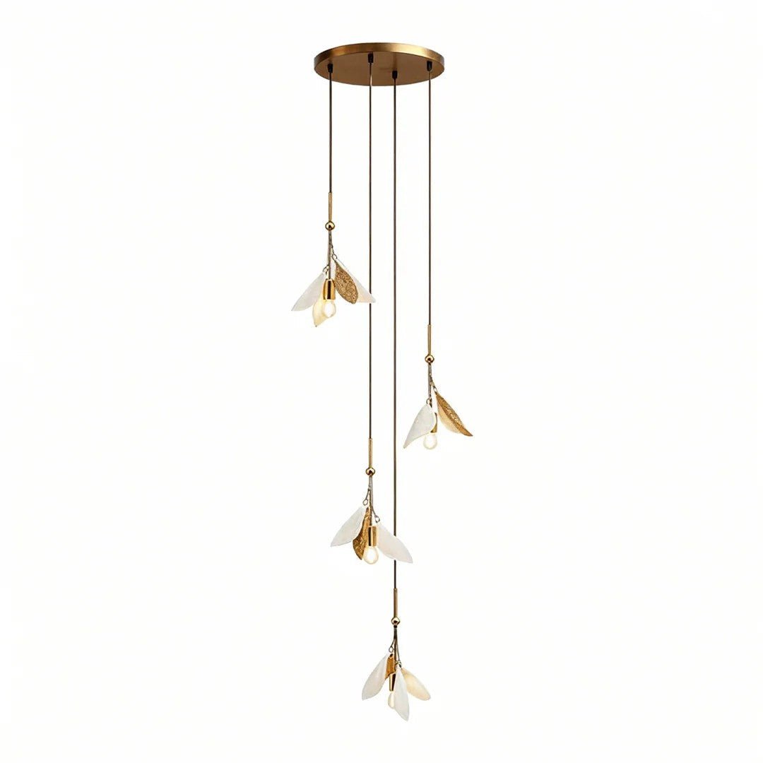 Staircase Chandelier Ideas Art Ceramic Flower Ceiling Light - GILDLAMPS