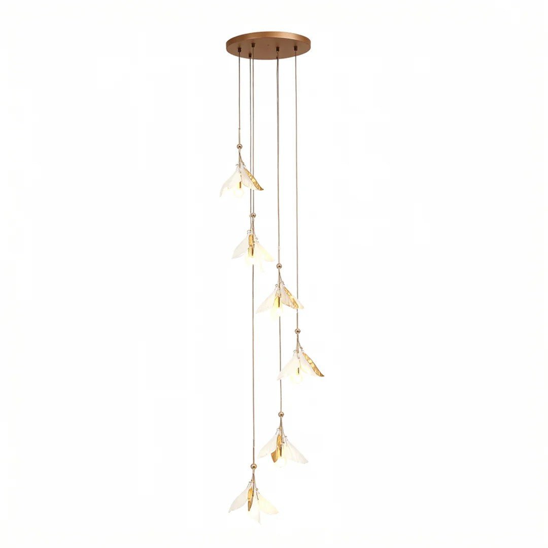 Staircase Chandelier Ideas Art Ceramic Flower Ceiling Light - GILDLAMPS