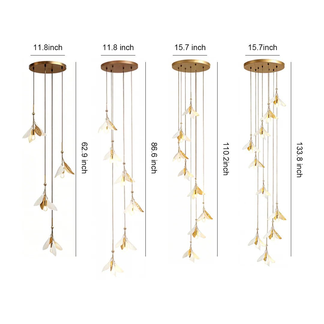 Staircase Chandelier Ideas Art Ceramic Flower Ceiling Light - GILDLAMPS