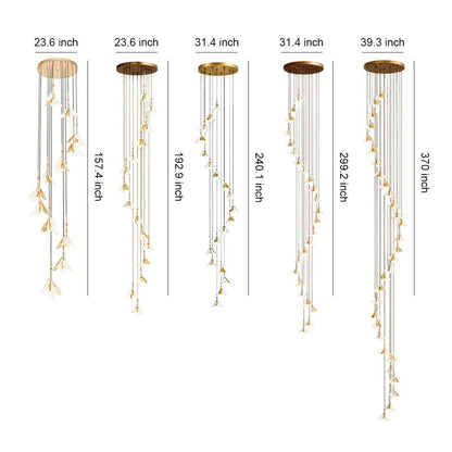 Staircase Chandelier Ideas Art Ceramic Flower Ceiling Light - GILDLAMPS