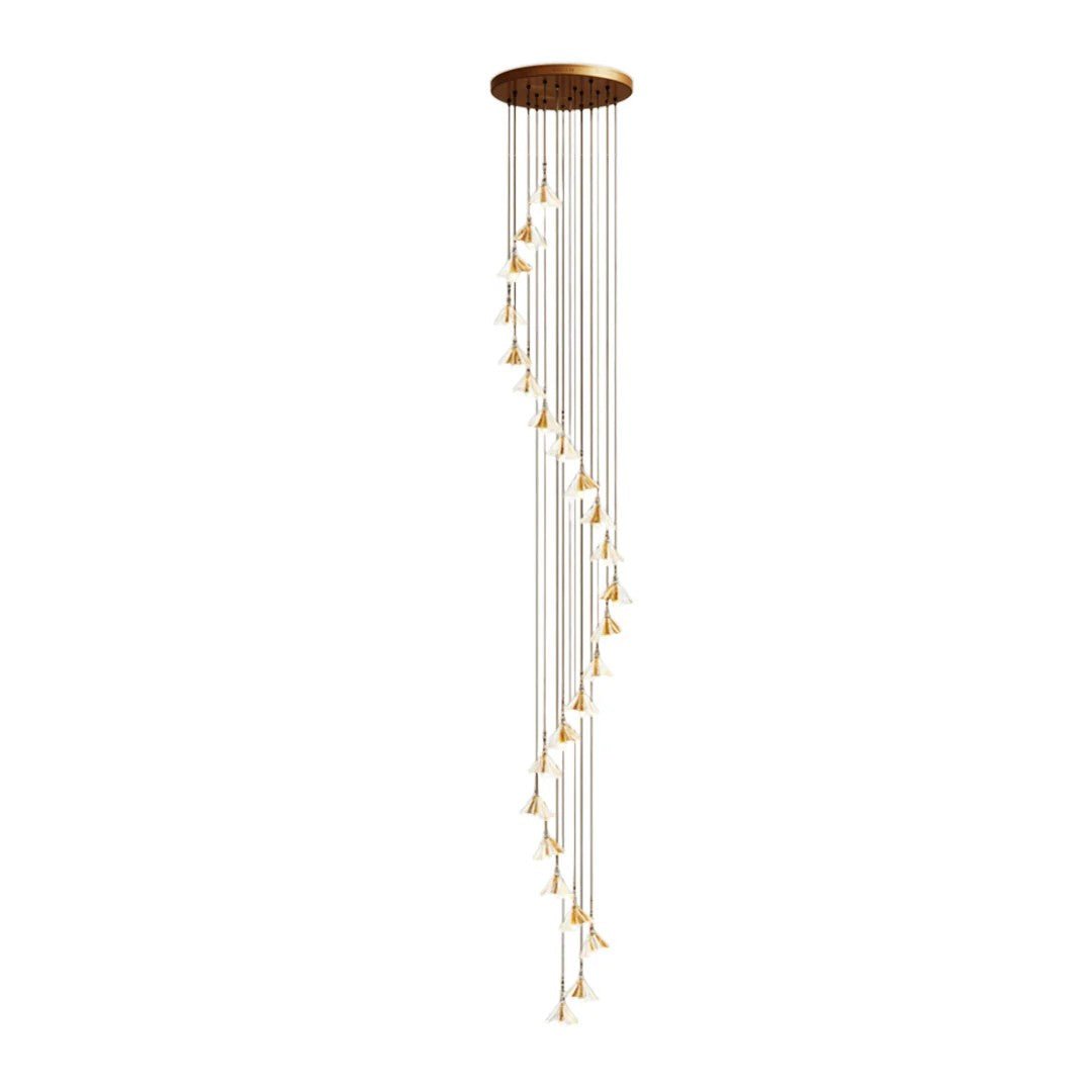 Staircase Chandelier Ideas Art Ceramic Flower Ceiling Light - GILDLAMPS