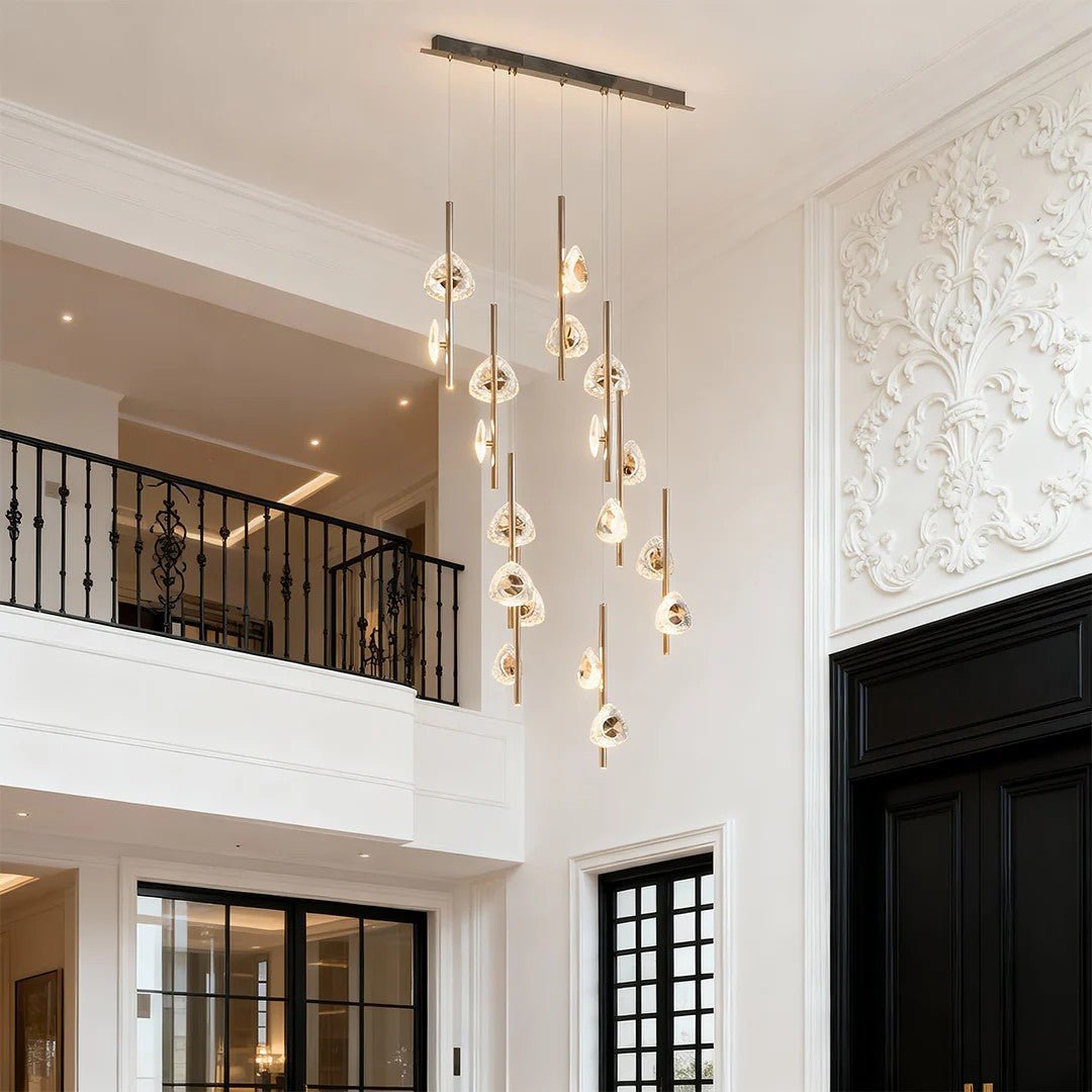 Staircase Crystal Chandelier Modern Aluminum Ceiling Light - GILDLAMPS