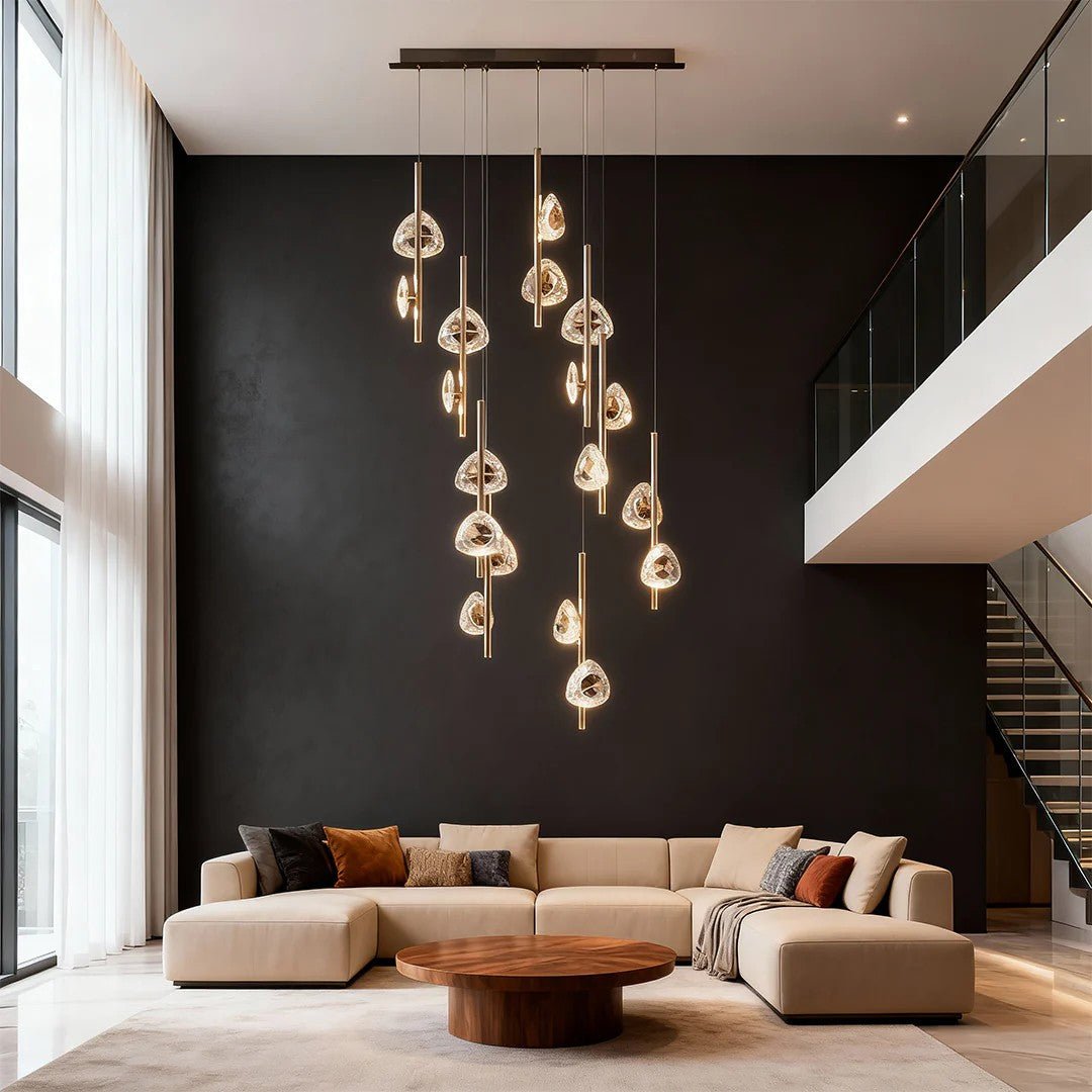 Staircase Crystal Chandelier Modern Aluminum Ceiling Light - GILDLAMPS