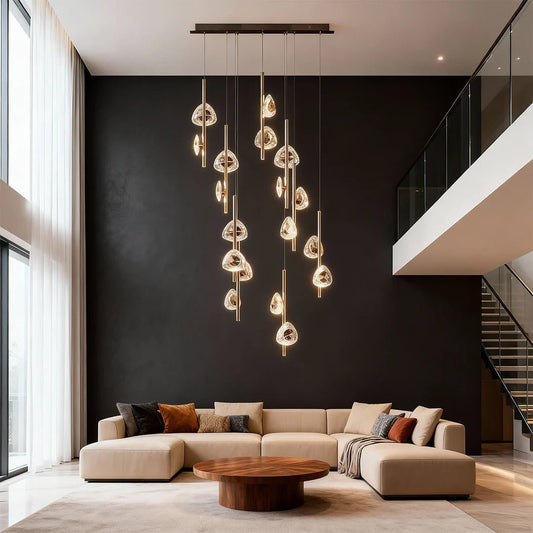 Staircase Crystal Chandelier Modern Aluminum Ceiling Light - GILDLAMPS
