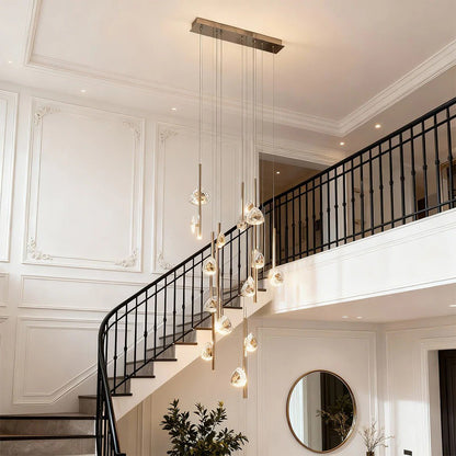 Staircase Crystal Chandelier Modern Aluminum Ceiling Light - GILDLAMPS