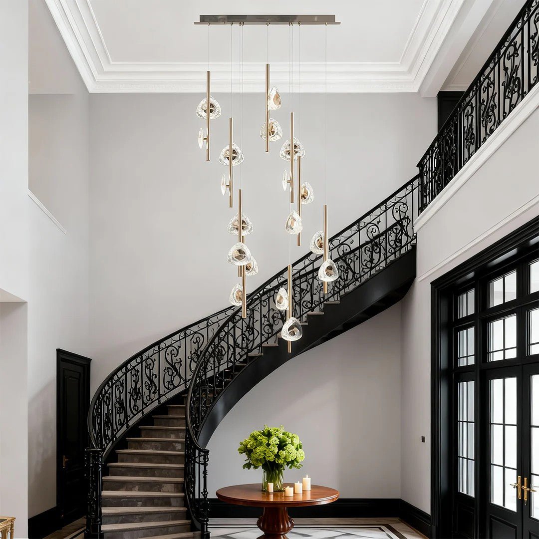 Staircase Crystal Chandelier Modern Aluminum Ceiling Light - GILDLAMPS
