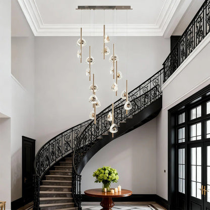 Staircase Crystal Chandelier Modern Aluminum Ceiling Light - GILDLAMPS