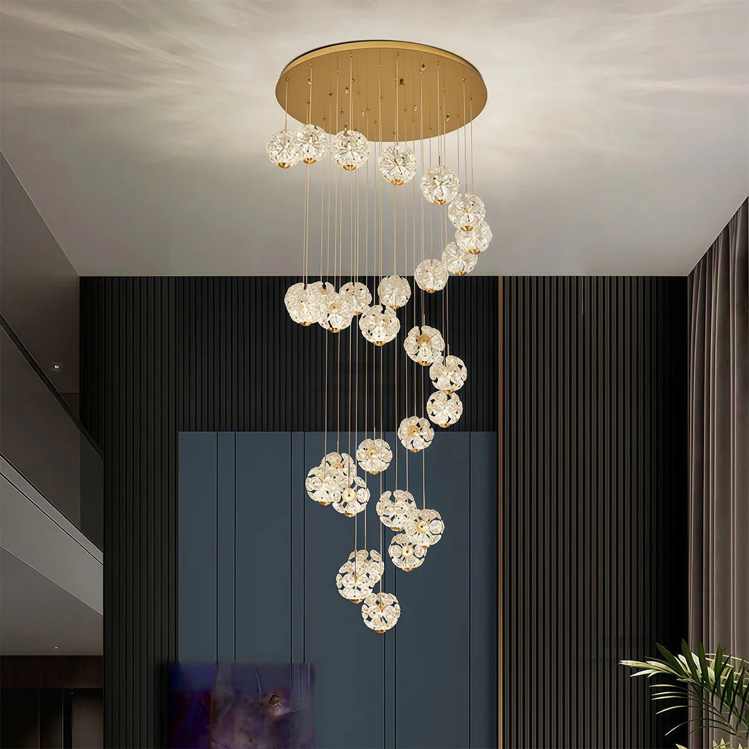 Staircase Crystal Chandelier Modern Luxury High Ceiling Light - GILDLAMPS