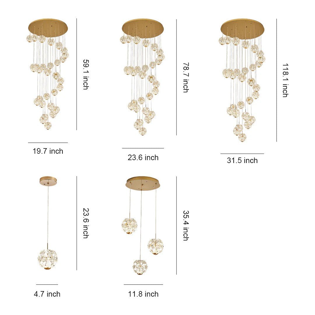 Staircase Crystal Chandelier Modern Luxury High Ceiling Light - GILDLAMPS