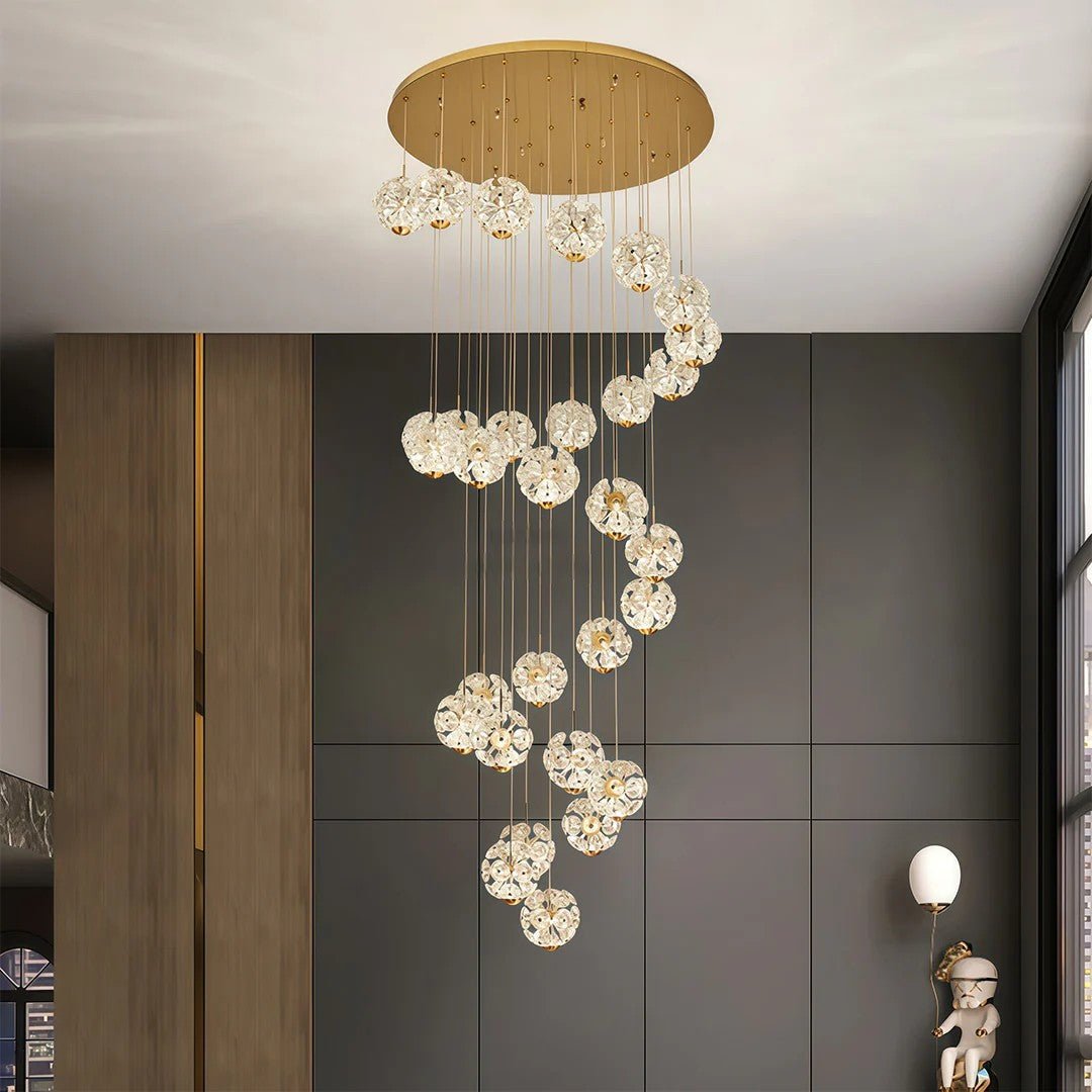Staircase Crystal Chandelier Modern Luxury High Ceiling Light - GILDLAMPS