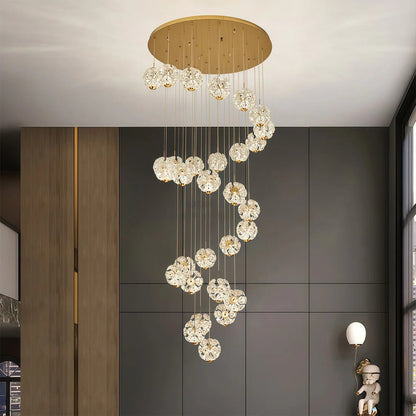 Staircase Crystal Chandelier Modern Luxury High Ceiling Light - GILDLAMPS